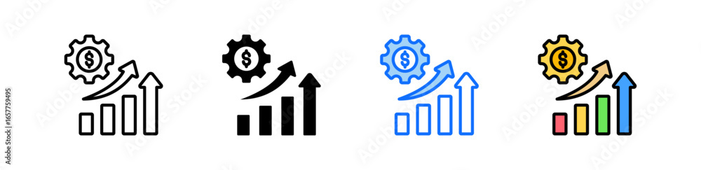 Poster sales management icon set multiple style collection