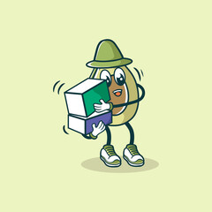 Avocado Character Carrying Boxes Cheerfully