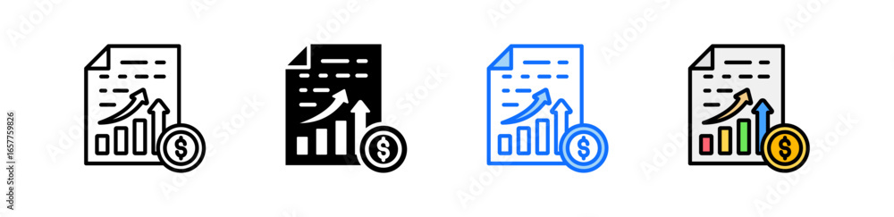 Poster sales invoice icon set multiple style collection