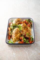 Chicken with baked vegetables