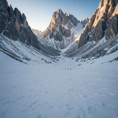 Winter skiing scene from Dolomites