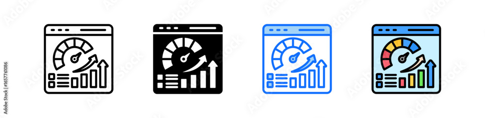 Poster sales metrics icon set multiple style collection