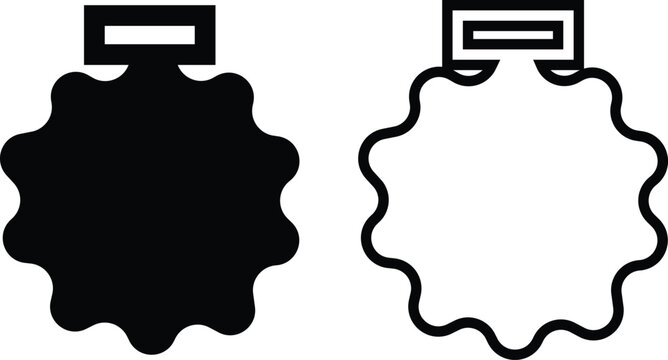 Award medal icons set in flat, outline styles, Monochrome honor badge, Achievement symbol, Trophy emblem, Military decoration, Sport reward, Success recognition illustration on transparent background.