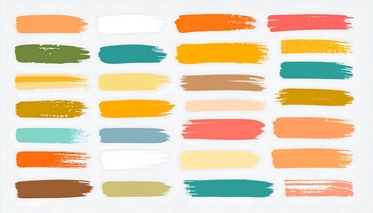 A collection of vibrant, hand-painted brushstrokes in a variety of warm and cool tones, perfect for graphic design or digital art projects.