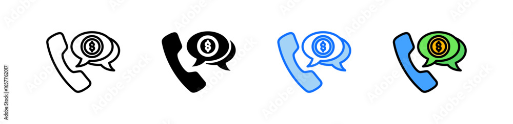 Poster sales call icon set multiple style collection