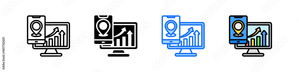 Poster sales tracking icon set multiple style collection