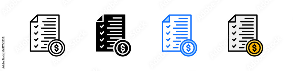 Poster sales receipt icon set multiple style collection