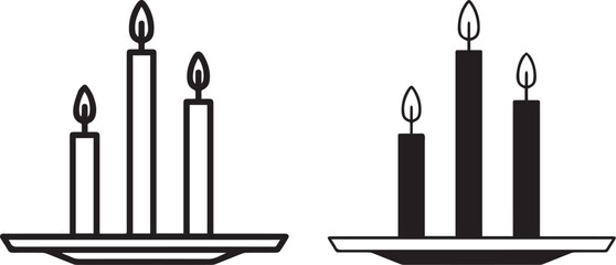 Fototapeta premium candles,icon christmas, holiday, advent, candlestick, minimalist, line art, vector illustration