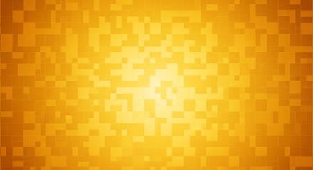 Abstract golden yellow digital mosaic pattern background with a bright glowing center and subtle grid lines