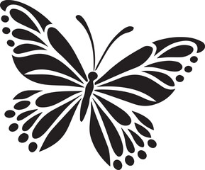 black and white floral ornament Tribal tattoo style butterfly illustration