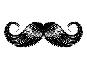 Classic black mustache with swirling ends