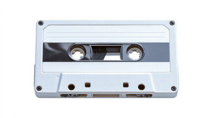 Fototapeta premium White cassette tape isolated white background with clear tape