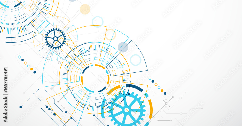 Poster abstract background. scientific and technological concept with the use of technical elements formed 
