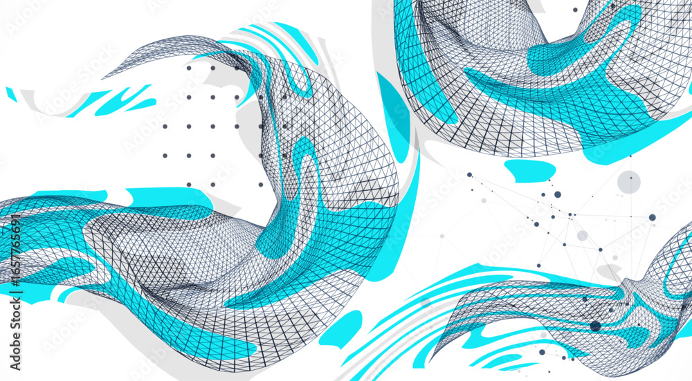 Poster the abstract wave is made in a frame style. template for science and technology presentation. vector