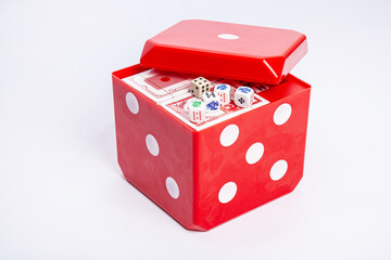 red dice on white background - toy box