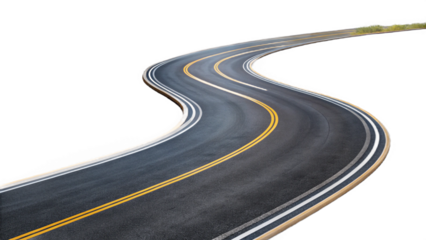 asphalt road in the countryside png. Winding asphalt road isolated on transparent background