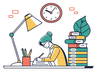 Girl studying, self-education, study, development, learning new things, school, laptop, books, pupil, student