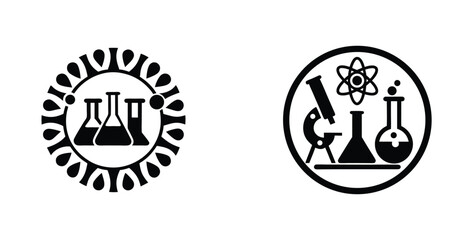 Science lab accessories with 3d logotype vector style logo design