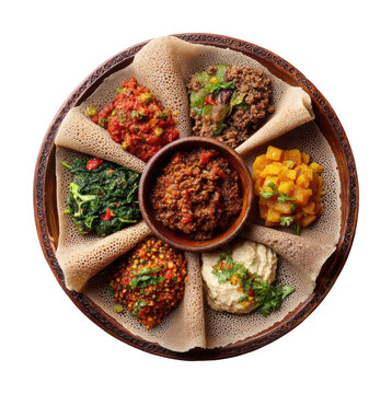 Tasting ethiopian cuisine traditional dishes addis ababa food platter isolated on transparent background