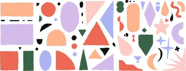 Set of hand drawn basic bold geometric shapes. Vector illustration