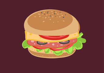 Sandwich, burger ,dark background