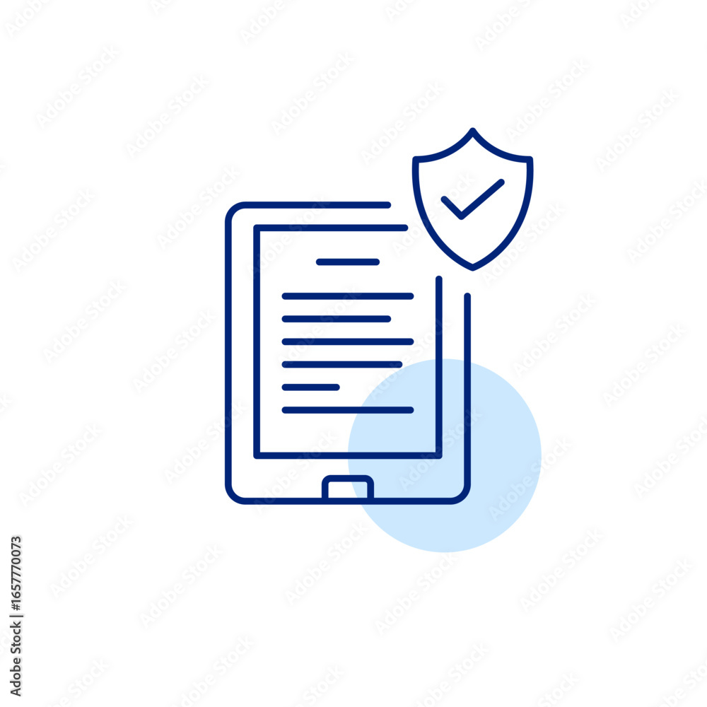 Poster verified digital document, trusted tablet content, secure information display, approved text file, p
