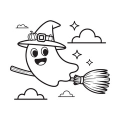Bold and Easy Cozy Halloween Coloring Pages, Line Art, Vector Illustration, Black and White, Halloween, Coloring Pages, Coloring Book, 8.5x8.5