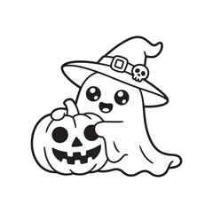 Bold and Easy Cozy Halloween Coloring Pages, Line Art, Vector Illustration, Black and White, Halloween, Coloring Pages, Coloring Book, 8.5x8.5