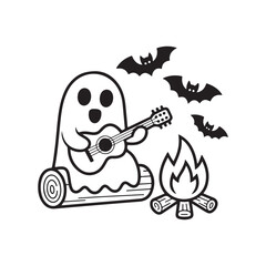 Bold and Easy Cozy Halloween Coloring Pages, Line Art, Vector Illustration, Black and White, Halloween, Coloring Pages, Coloring Book, 8.5x8.5