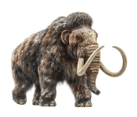 Exploring the discovery of ancient mammoths in the arctic outdoors isolated on transparent background