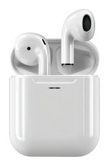 Obraz premium Wireless earbuds showcase home product minimalist isolated on transparent background