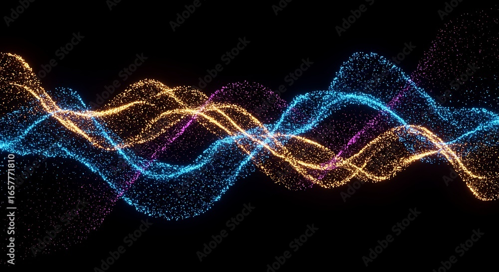 Poster dynamic waves of light abstract visualization of flowing energy