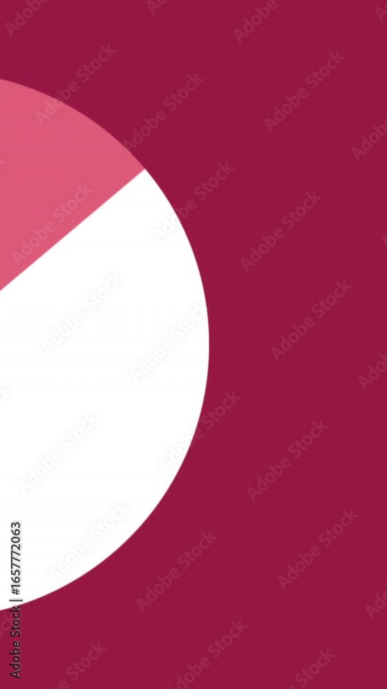 Poster animation of pie chart statistics and copy space over red background