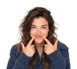 Emotional expression smiling woman portrait joyful moment isolated on transparent background