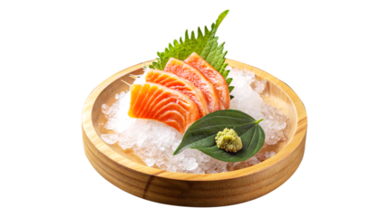 fresh salmon sashimi on a transparent background