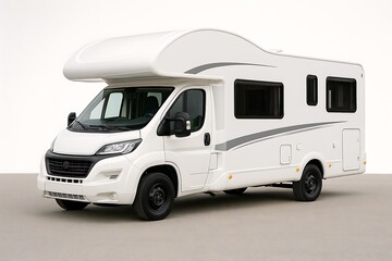 White Camper Van Motorhome Vehicle Isolated on White Background