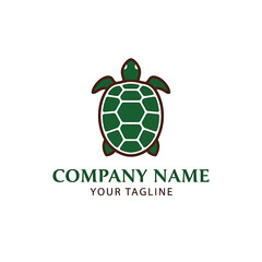 Stylized green turtle logo design with a patterned shell and placeholder text for company branding.