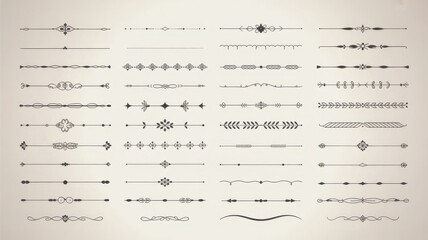 Collection of vintage decorative line dividers and ornaments