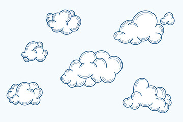 Hand-drawn cloud outline vector collection