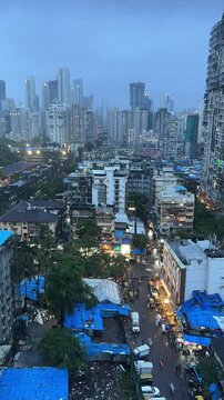 Mumbai, India - August 19, 2025:  Bird eye view of Mumbai Western Suburb with Mumbai from Malad, kamathipura Mumbai, Maharashtra, India