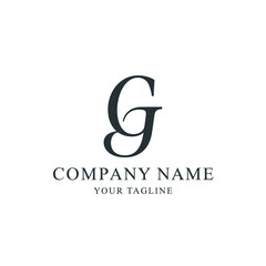 Elegant monogram logo design featuring the intertwined letters G and J.
