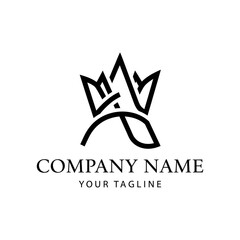Obraz premium Elegant black and white logo design featuring a stylized crown and letter A.