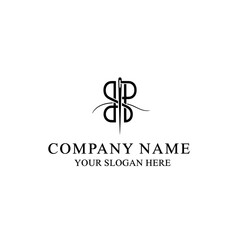 Elegant logo design featuring intertwined letters and sewing symbols.