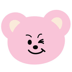 Illustration of teddy bear winking eye expression for animal print, cartoon character, comic, mascot, emoji, feelings, mood, cute patches, kid doll, plush toy, sticker, brooch, icon, shirt print	
