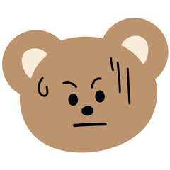 Illustration of teddy bear's nervous, awkward, stress expression for animal print, cartoon character, comic, mascot, emoji, feelings, mood, cute patches, kid doll, plush toy, sticker, brooch, icon