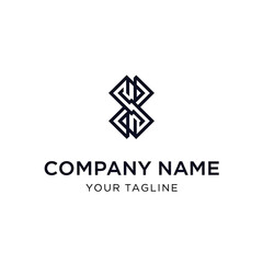 A modern abstract geometric logo design featuring interlocking shapes, with placeholder text for a company name and tagline.