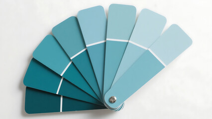 Fan Deck of Teal and Aqua Paint Swatches: Interior Design Color Palette Options for Home Decor and Renovation Projects