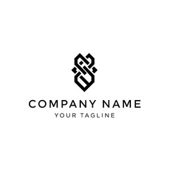 Elegant black and white logo design featuring intertwined geometric shapes, with accompanying company branding.