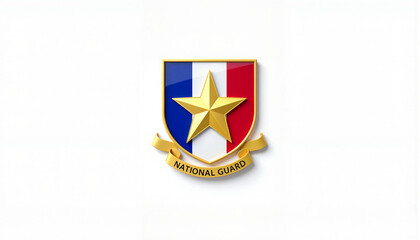 National Guard crest design on white background, patriotic symbolism