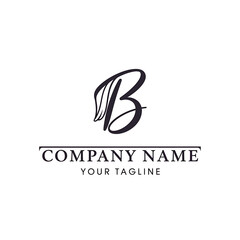 Elegant letter B logo design with a leaf incorporated into the initial, displayed above company name and tagline.